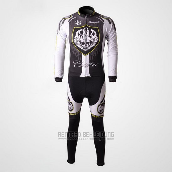 2010 Fahrradbekleidung Rock Racing Silber und Wei Trikot Langarm und Tragerhose